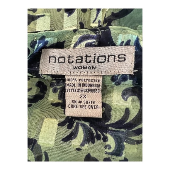 EUC Notations Woman sheer floral tie-front blouse – size 2X - Picture 6 of 7